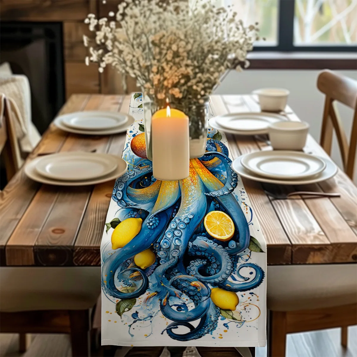 

print table runner Sunset Palm Trees Tropical Landscape Painting Tablecloth Ideal for Kitchen,Dining,Coffee Table,side tables,Ho