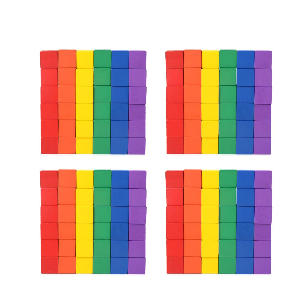 200 Pcs Stacking Cubes Colored Square Blocks Kids Learning Blank Birch Craft Toy Pupils