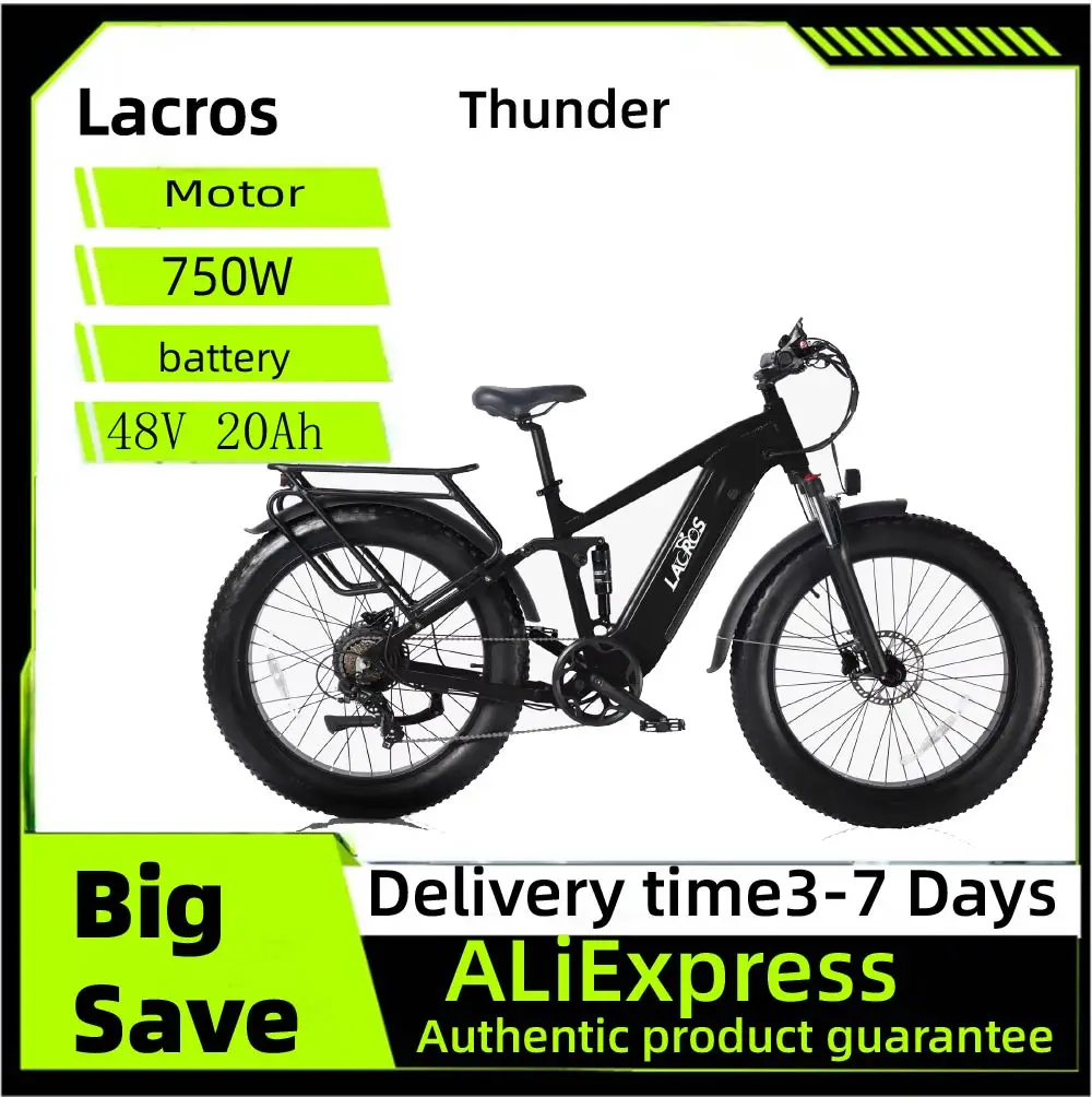 

Lacros Thunder adult E-bike，750W city ebike，48V20AH Electric Bicycle，26 Fat Tire E-Mountain bike
