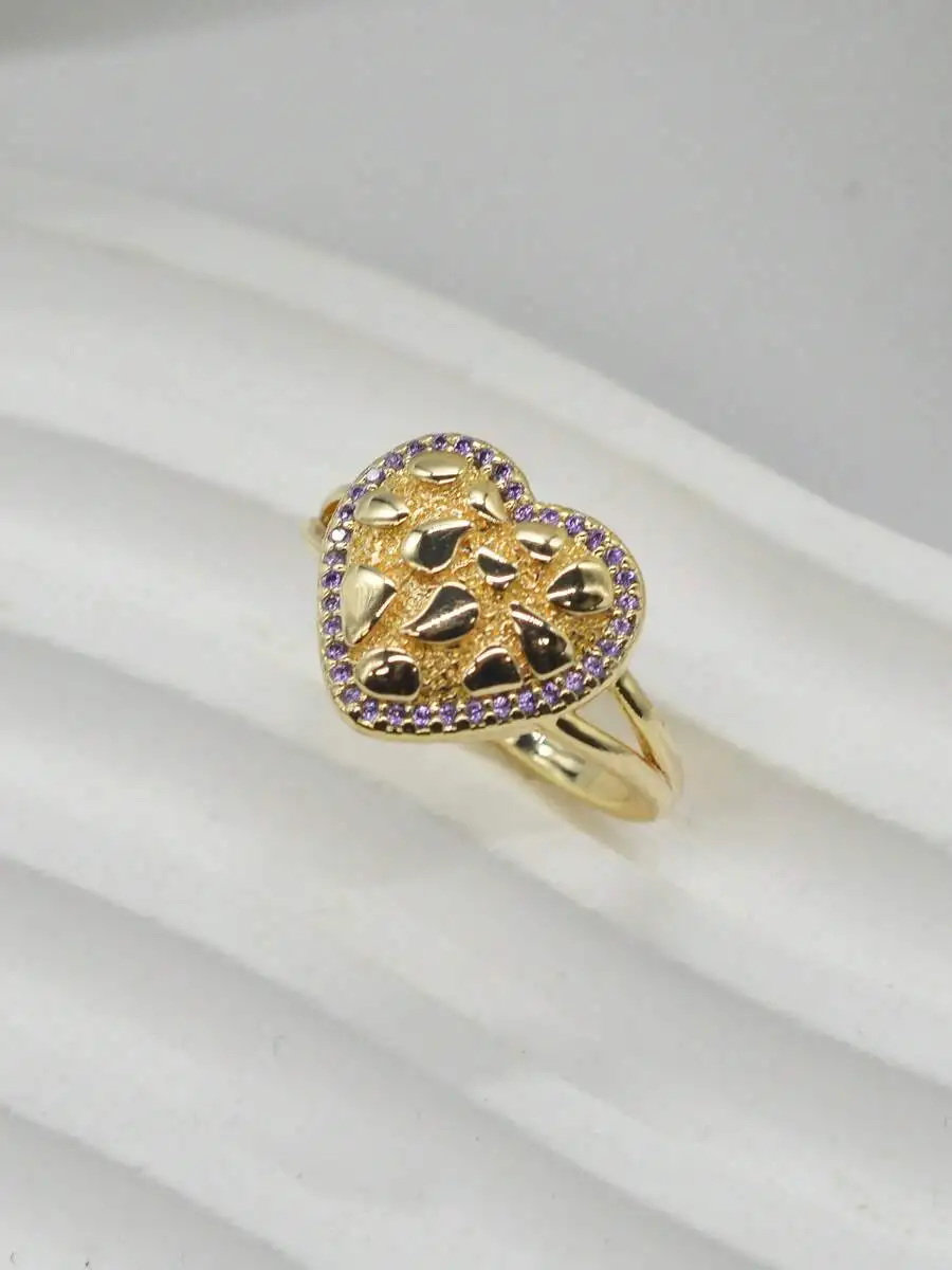 

Asymmetrical Heart Shape Fashion Ring With Purple Zircon Stones For Women Daily Party