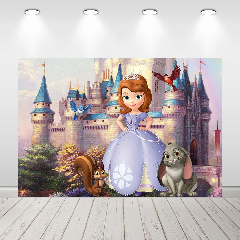 ديزني صوفيا أول خلفية التصوير الفوتوغرافي الأميرة الفتيات حفلة عيد ميلاد خلفية للصور استوديو التصوير الفوتوغرافي لافتة الفينيل
