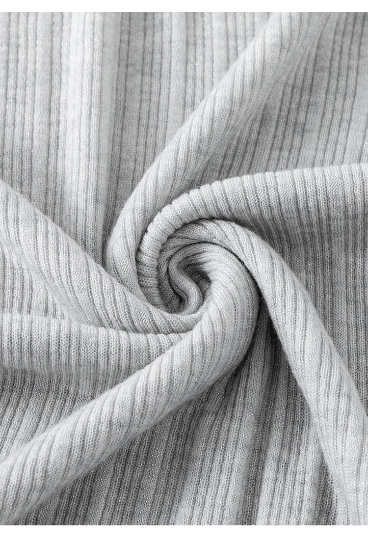 BL3621732 Damen-Pullover mit Stehkragen aus Wollmischung, Lurex, gerippt, langärmelig, mit Wellenkragen, seitlicher Kette und metallischem Glanz für den Herbst – Detail 21