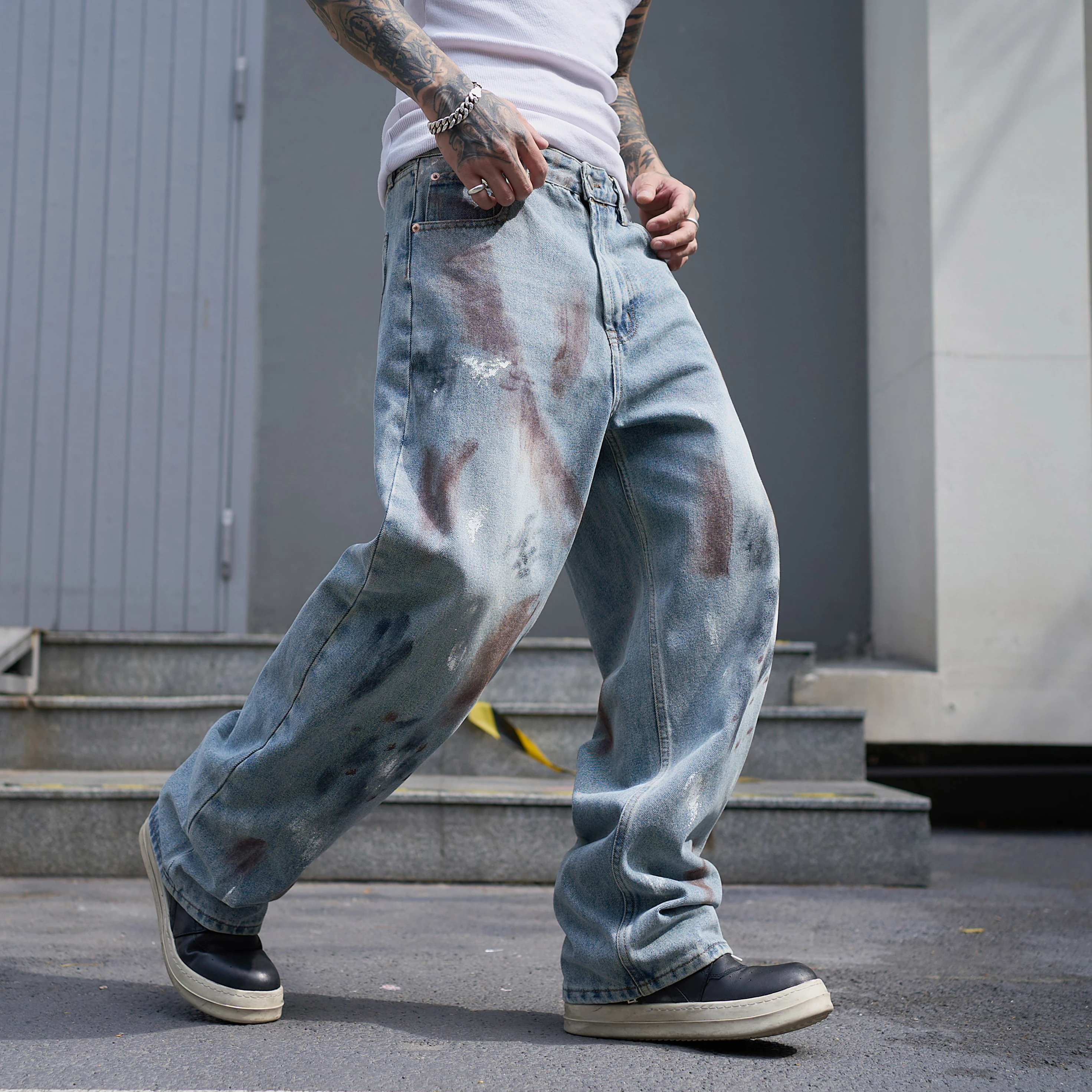 A02 RockCanRoll Jeans jeans lavados de boa qualidade e soltos e elegantes