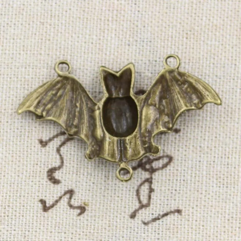5pcs Charms Bat Vampire Dracula Link Connector 29x47mm Antique Bronze Silver Color Pendants DIY Making Findings Tibetan Jewelry