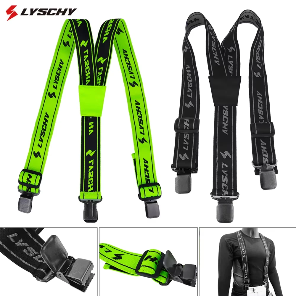 

LYSCHY Motorcycle Pants Suspenders High Elastic Adjustable Y Back Suspender Straps Motocross Racing Duty Braces Pant Suspenders