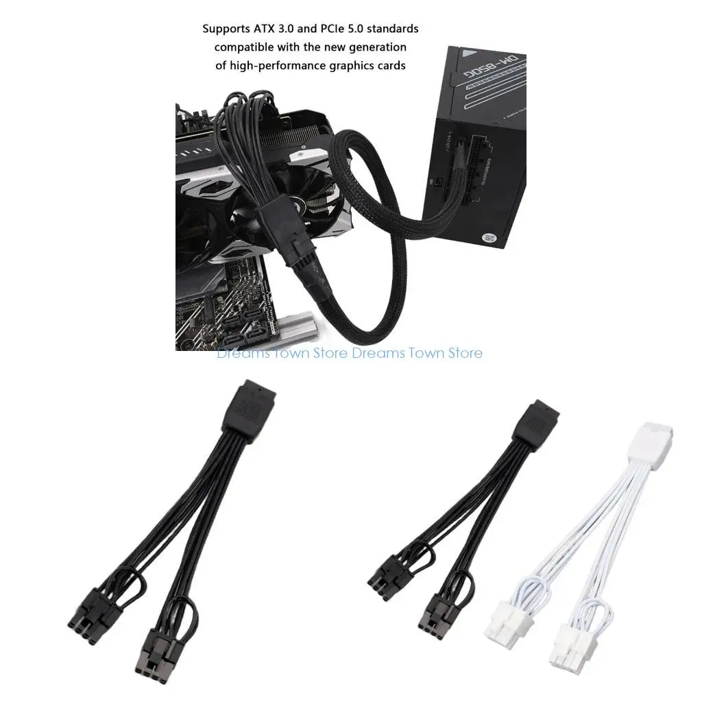 

HX6A Voltages Stability 12VHPWR 12+4Pin To Double 6+2 Pin GPU Power Supply Adapters