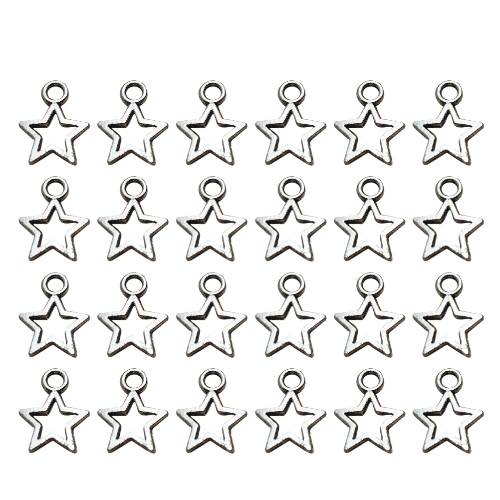 

100pcs Stars Charms Alloy Pendant DIY Jewelry Making Accessories Star Shape Necklace Bracelet Earrings Pentagram Design Jewelry