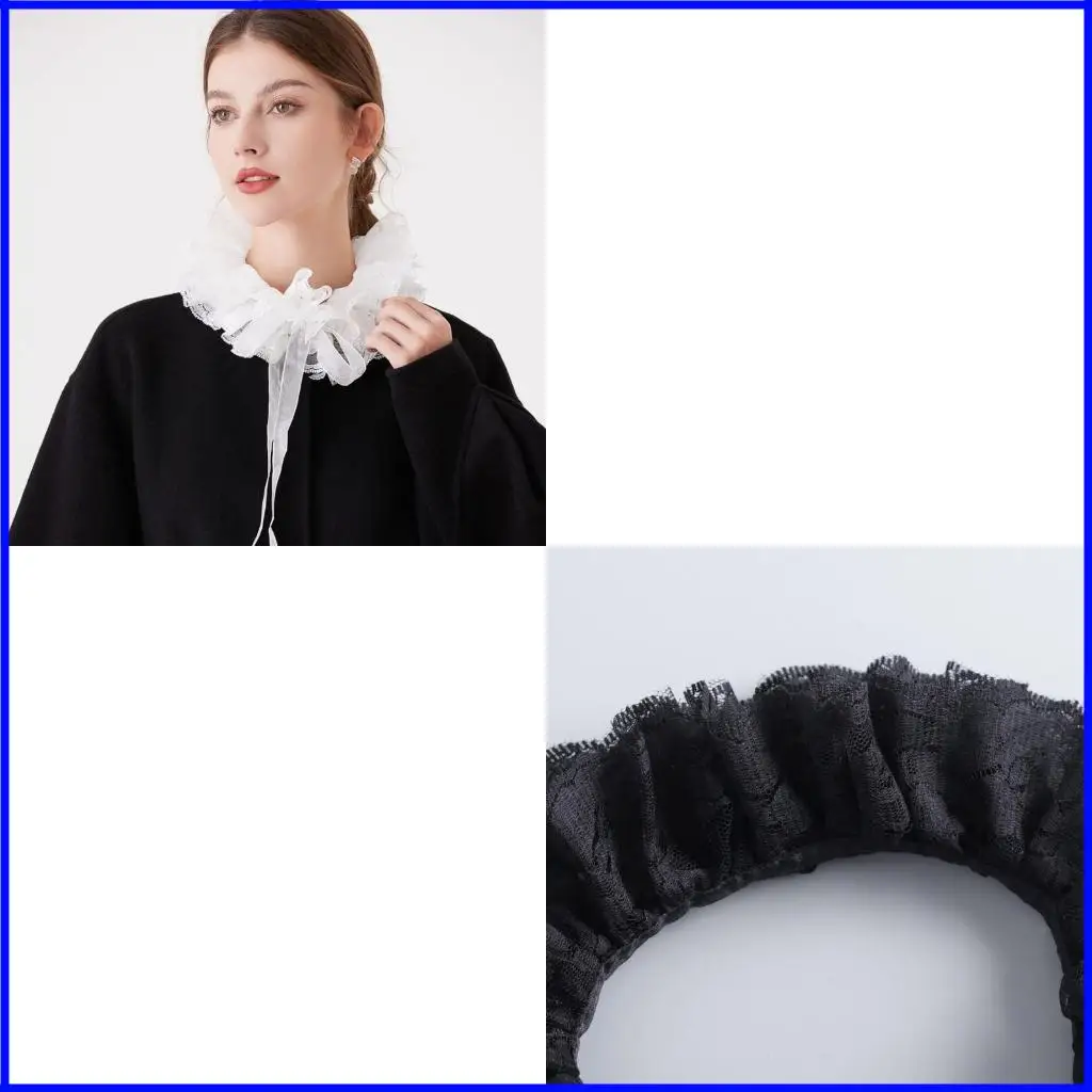 Frauen Vintage Ruffenkragen Steampunk Victorian Spitzenkragen Ruffen Kostüm