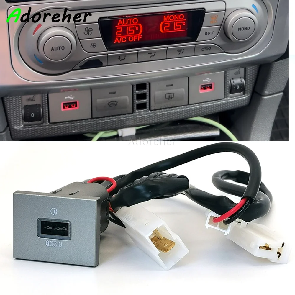 

Автомобильный USB-разъем для зарядки QC3.0, розетка для быстрого зарядного устройства, адаптер питания типа C PD для Ford Focus 2 2004-2010 mk2, аксессуары