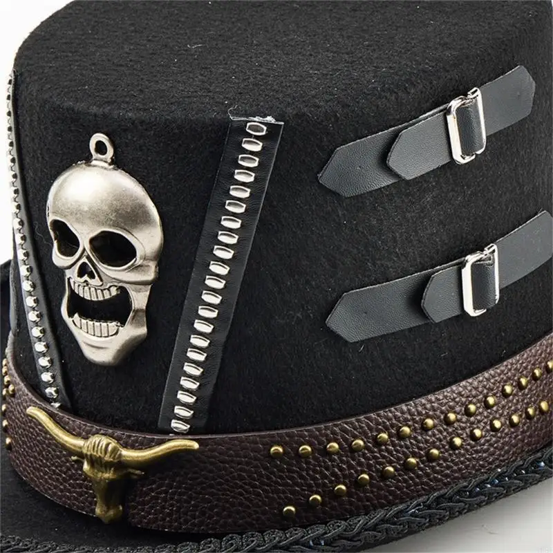 Einzigartiger Steampunk-Hut mit Totenkopf-Design, Unisex-Modehut für Cosplay und Halloween Y08E – Detail 10