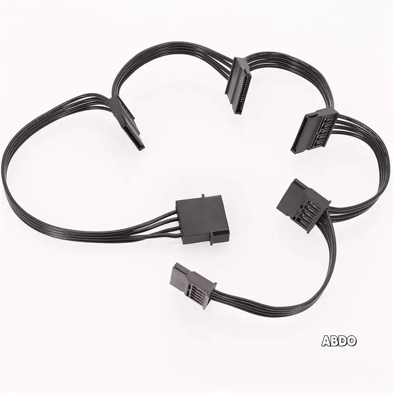 

40PCS Molex 4Pin IDE To 5 SATA 15Pin Hard Drive Power Supply Splitter Cable For DIY PC Sever 18AWG 4-Pin To 15-Pin Power