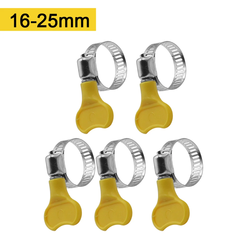 스테인레스 스틸 내구성 호스 클램프 파이프 클립, 노란색, 10-38mm, 5 개 조정 가능한 부식 방지 고정 파이프