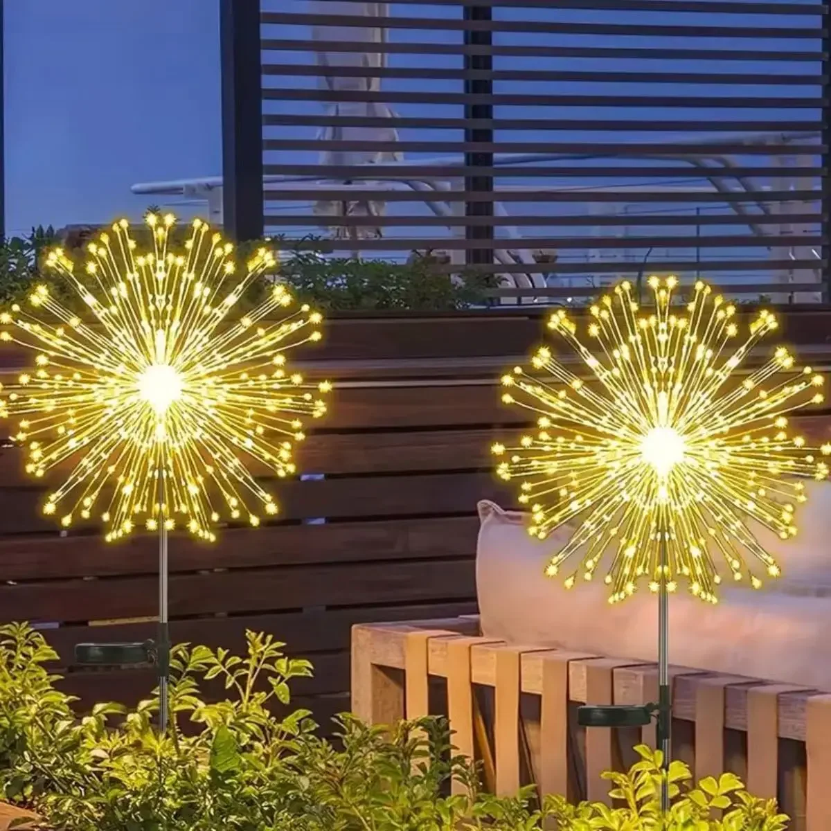 Luzes de fogos de artifício solares ao ar livre à prova dwaterproof água natal jardim decoração de casamento, ligar/desligar automático corda de fadas movido a energia solar paisagem lighti
