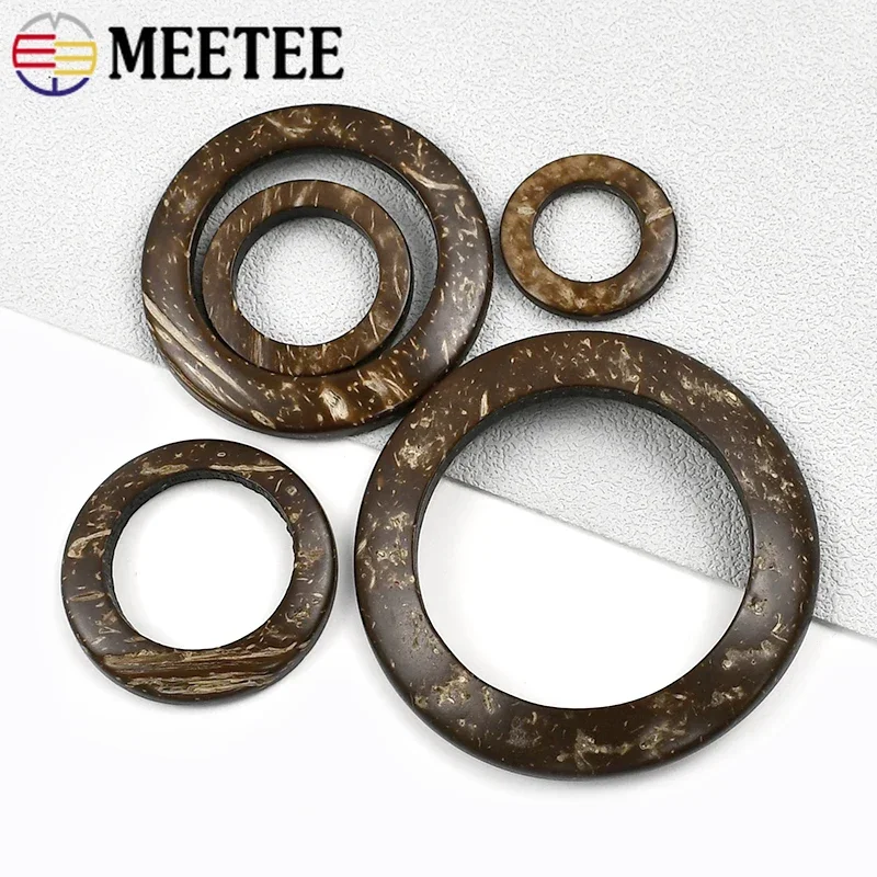 10Pcs 15-50mm Wooden O Ring Buckle Natural Coconut Rings Garment Decoration Buttons Webbing Strap Connect Circle Accessories