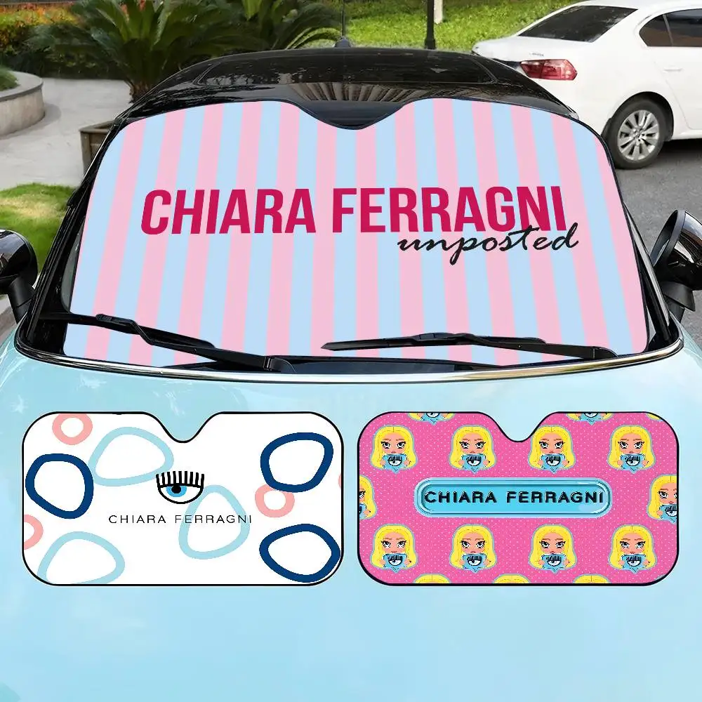 

Fashion C-CHIARA F-FERRAGNI Car Sun Shade Front Window Sunshade For Most Sedans SUV Blocks Max Uv Rays Keep Your Vehicle Cool
