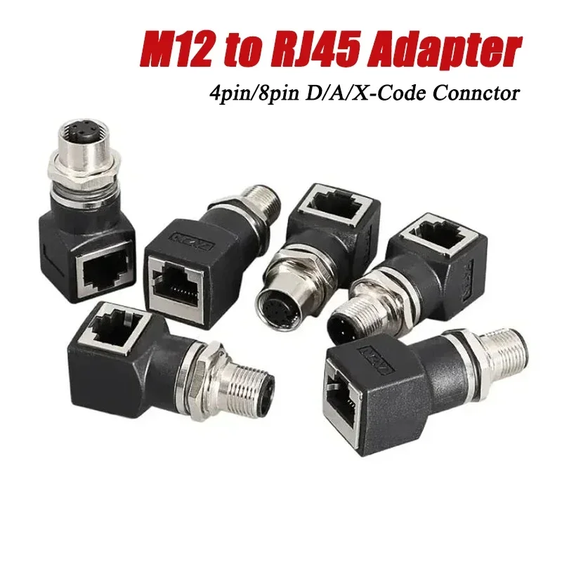 M12 8-pins naar RJ45 Ethernet-connector Industriële kwaliteit 8-pins A-type mannelijk/vrouwelijk naar RJ45 vrouwelijk stekkeradapter M12-converter