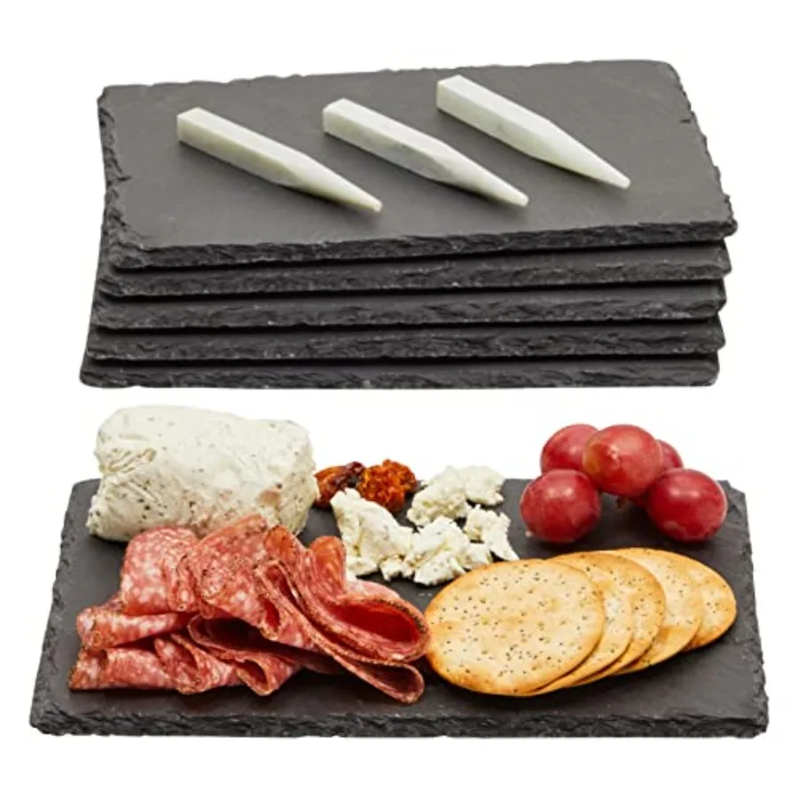 

Mini Charcuterie Boards for Sushi Appetizers 6Pack 6 x 8.75 in Black Slate Cheese Platter with Elegant Design Perfect for Servi