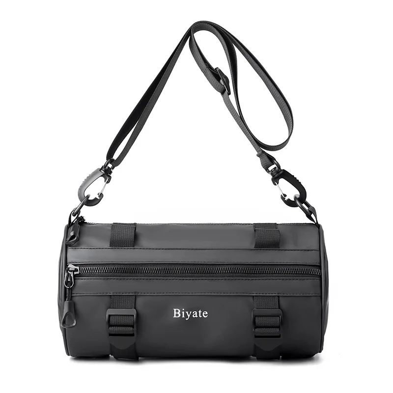 

Men's Water-Resistant Barrel Messenger Bag - Trendy Bucket Shoulder Bag for Outdoor Travel, Compact Carry Cylinder Design