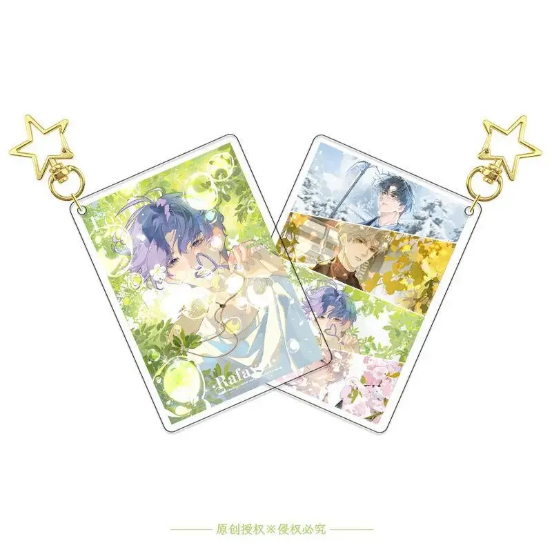 Аниме Love and Deepspace Rafayel Zayne Xavier Sylus Косплей Четырехчасовая карта движения Прослойная пряжка со звездой Квадратный брелок для ключей Подарок