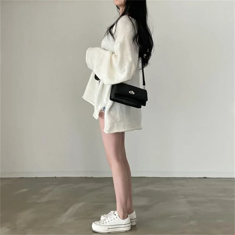 Maglione allentato invernale da donna moda femminile manica lunga scollo a V pullover vintage camicie lavorate a maglia maglioni casual maglieria top