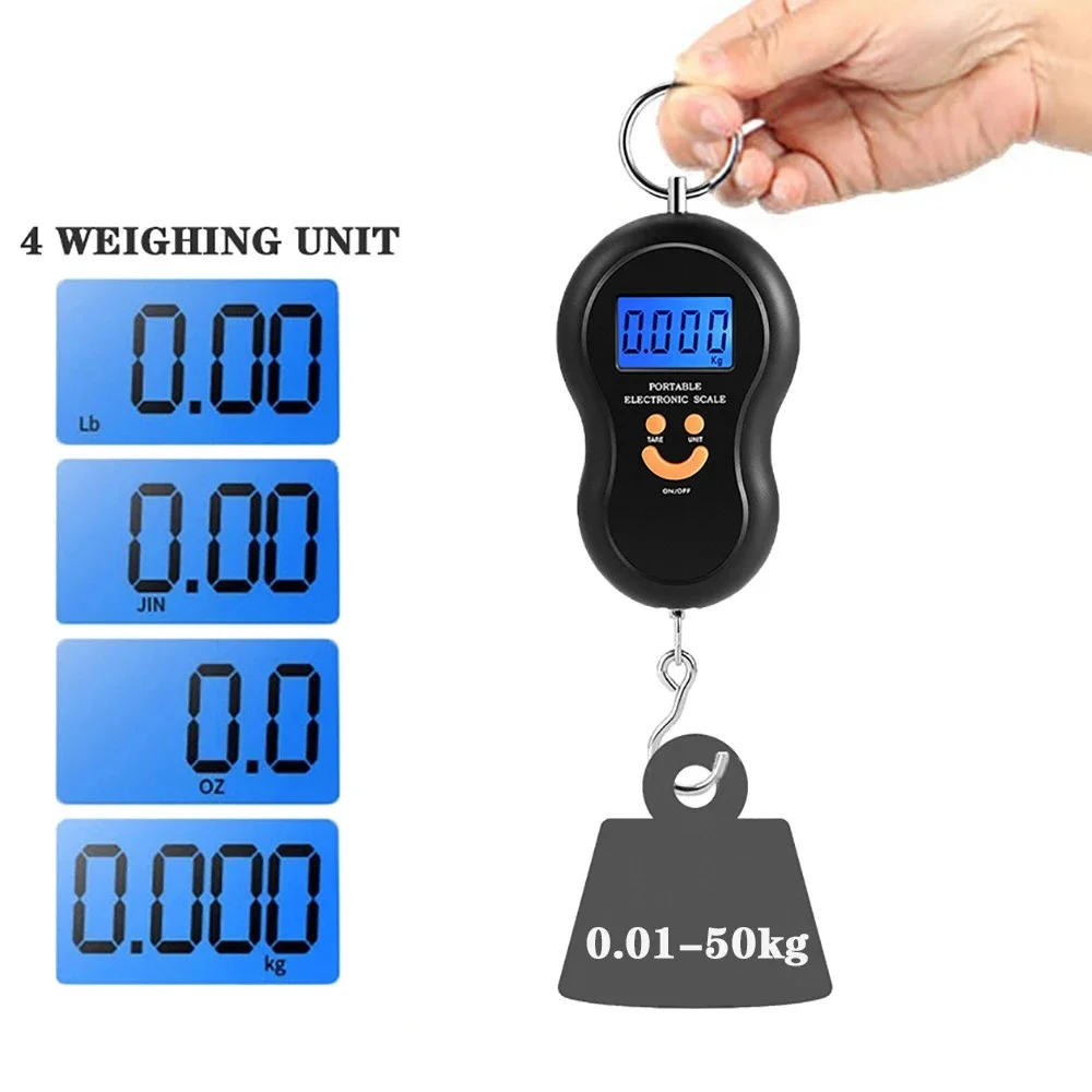 

New 50Kg/10g Electronic Hanging Scale LCD Digital Scale BackLight Fishing Weights Pocket Scale Luggage Scales Kitchen Tools