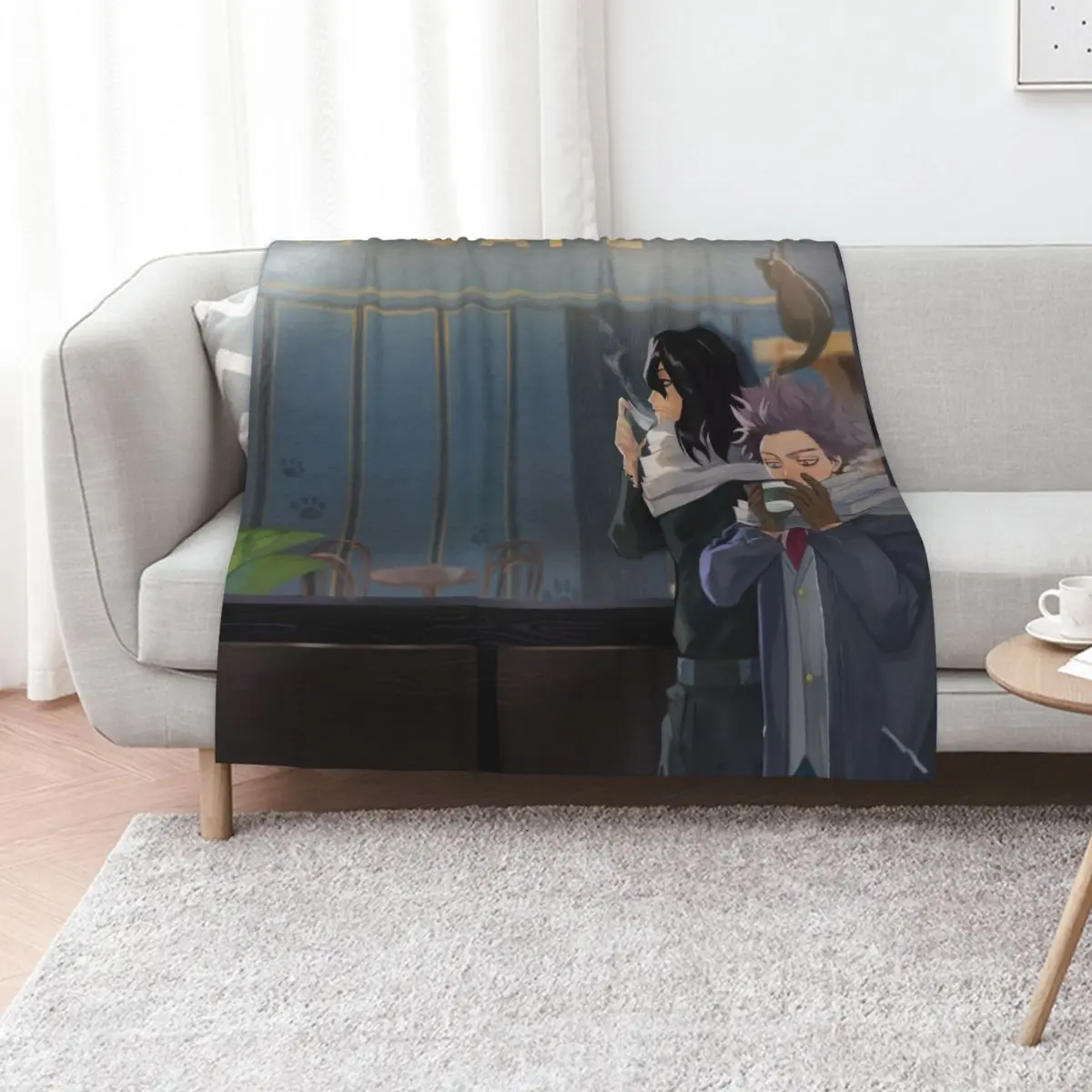 

Aizawa and Shinsou Cat Cafe Throw Blanket Blankets For Baby Travel Summer Beddings Sofa Quilt Blankets