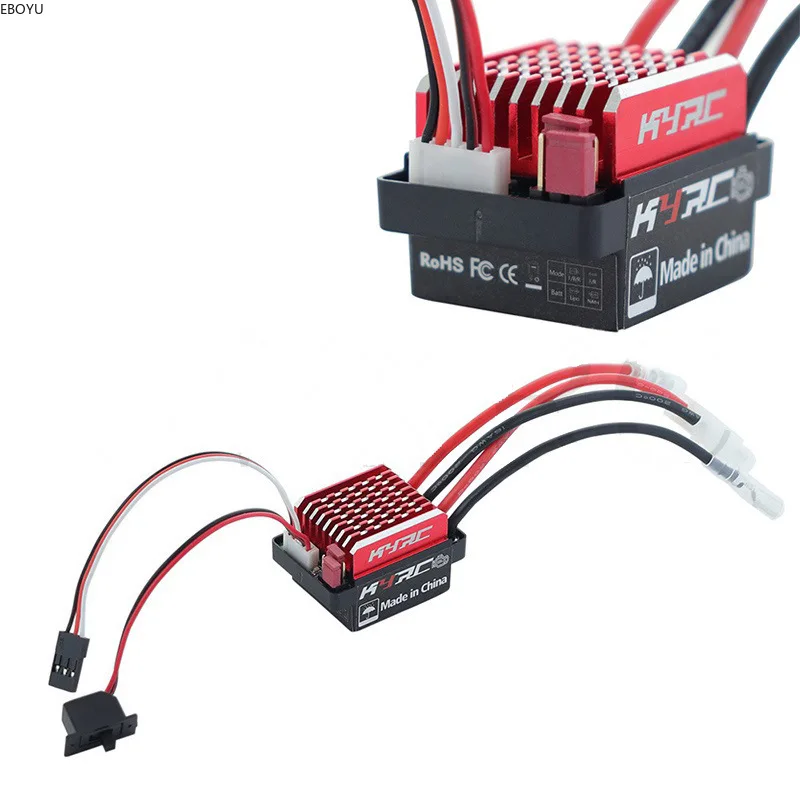 Eboyu แผงควบคุมความเร็วอิเล็กทรอนิกส์แบบมีแปรง60A ESC ปลั๊กแบบ6V 2A BEC สำหรับ TRX6 1/10 TRAX-TRX4 D90 HSP SCX10 4WD mobil RC