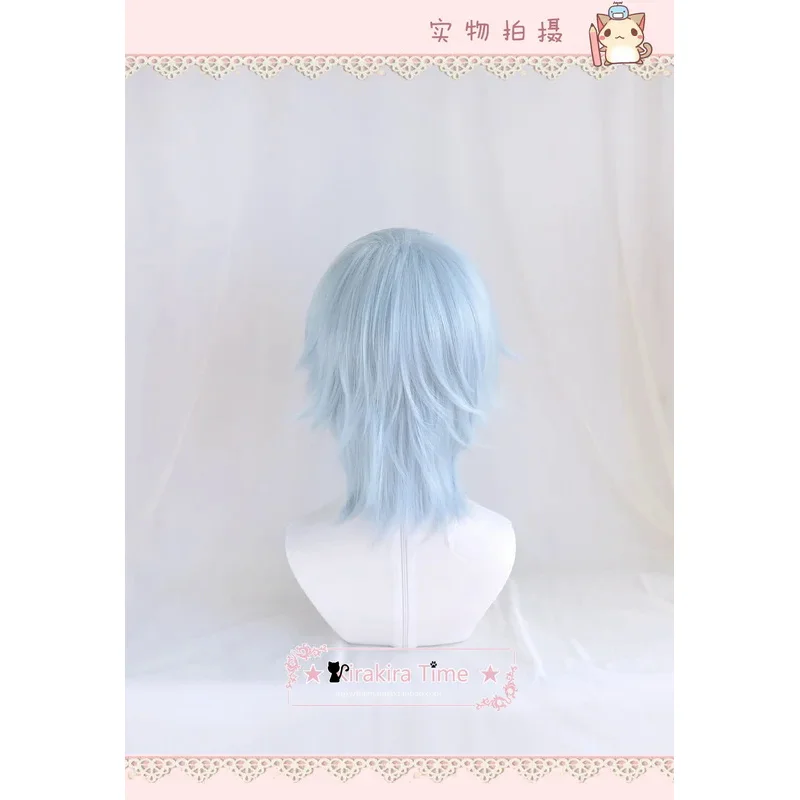 Peruca Cosplay azul curta com boné, Tamaki Yotsuba IDOLiSH7, resistência térmica, cabelo sintético, festa à fantasia, peruca grátis