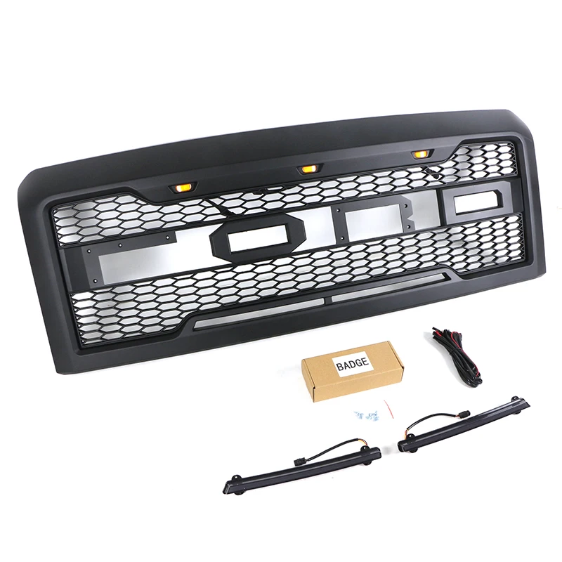 Exterior accessories offroad Front Grille Matte Black Grille With Light Bar Fit For E150 E250 E350 2008-2013