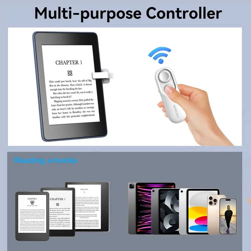 Wireless RF Remote Page Turner with Hand Strap Smart Remote Control Clicker Practical for Kindle Paperwhite Oasis Kobo Ereaders