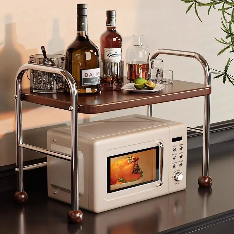 Retro microwave oven rack, multi-functional countertop finishing and placing rack