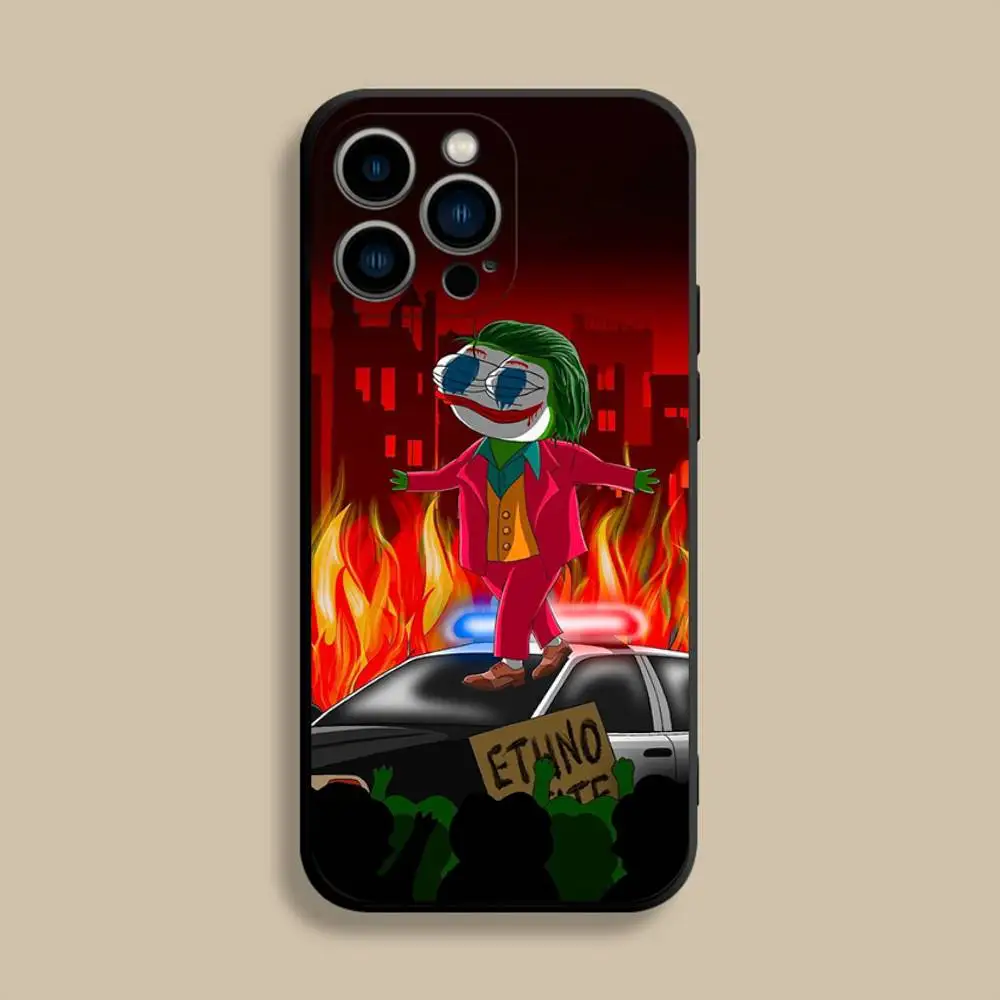 เคสโทรศัพท์ลายกบตลกๆ P-Pepe สำหรับ iPhone 17,16,15,14,13,12,Pro,Max,Plus,E,SE4,Air,Mini สีดำ แบบนิ่ม
