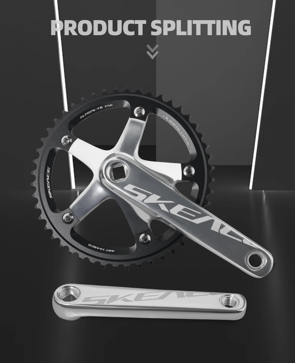 SKEACE BMX Kurbelgarnitur 48T Aluminiumlegierung Fixed Gear Kurbel 144BCD Single Speed Fix Gear 165mm Fahrrad Fahrrad Kettenblatt BMX Kurbel – Detail 3