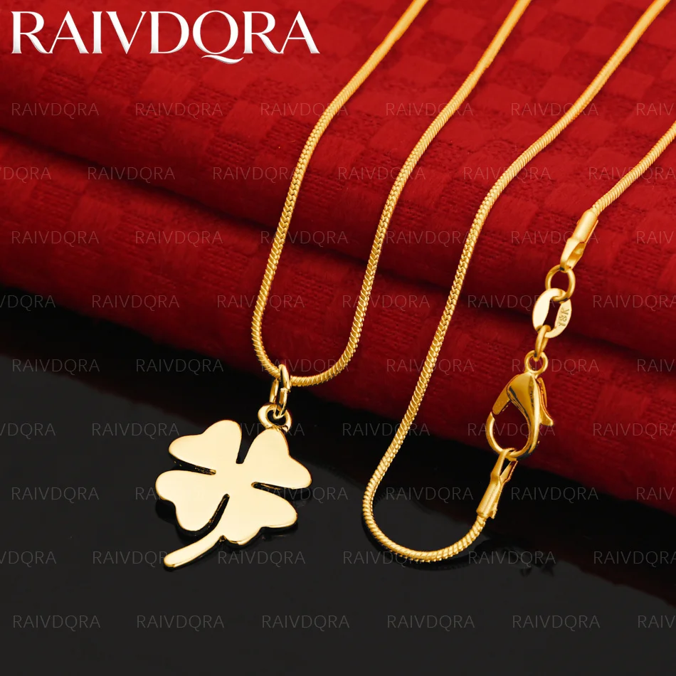 18K Gold Plated Four Leaf Clover Pendant Necklace For Women Men Creativity Gifts Street All-match Party