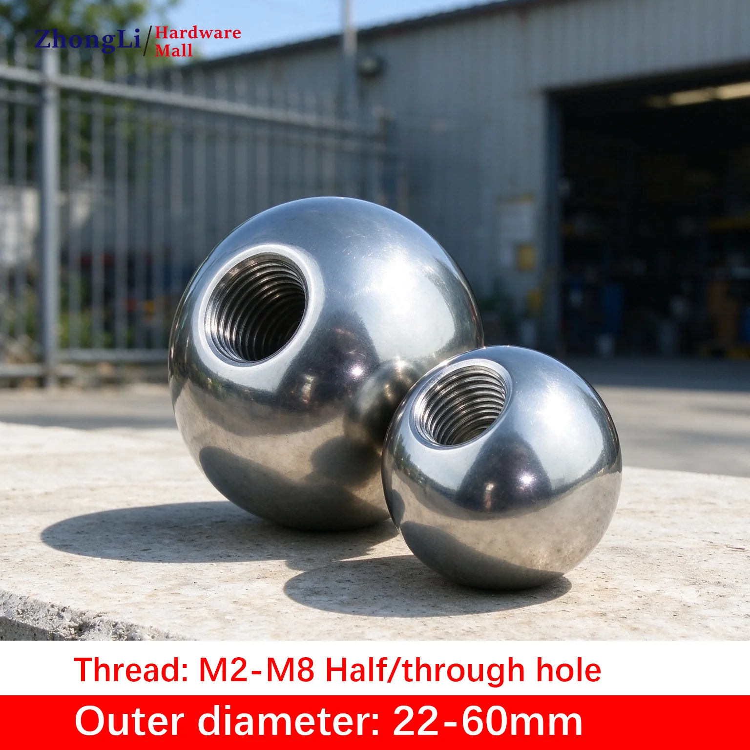 304 Stainless Steel Threaded Balls with Blind or Through Metric Thread M2-M10 Solid Drilled Steel Ball