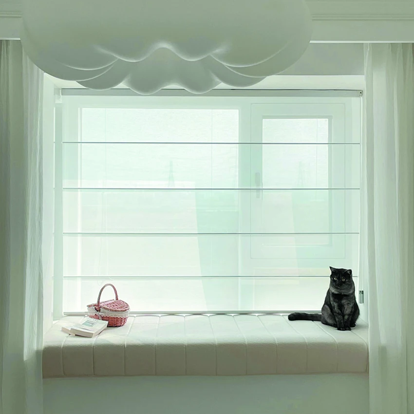 

Modern Custom Roman Shade,Hardware For Installation Included,Flat Roman Blinds,White Translucent Fabric