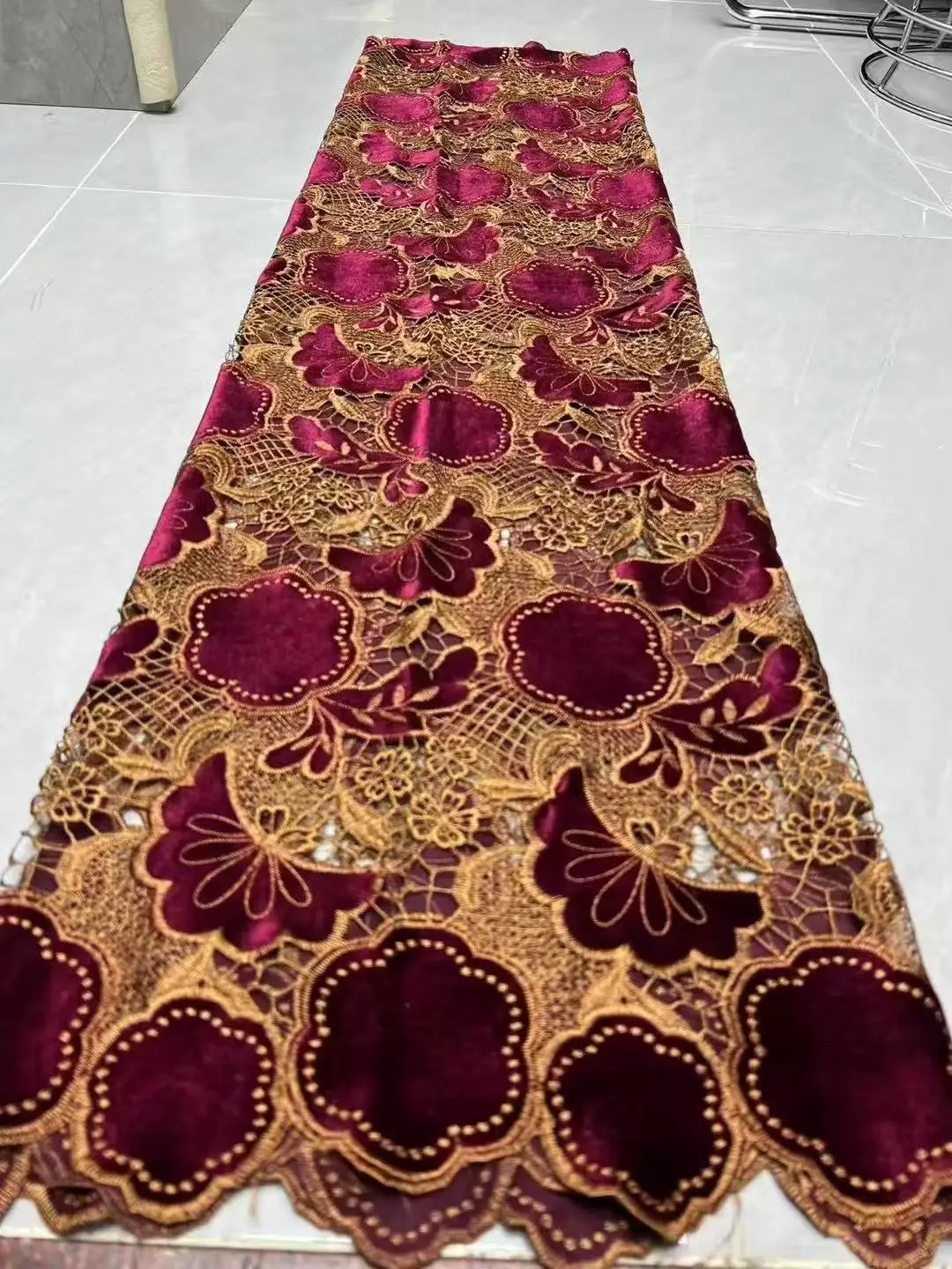 

Nigerian French Velvet Lace Fabric High Quality Lace African Mesh Embroidery Velvet Fabric For Wedding Party Dress Women Sewing