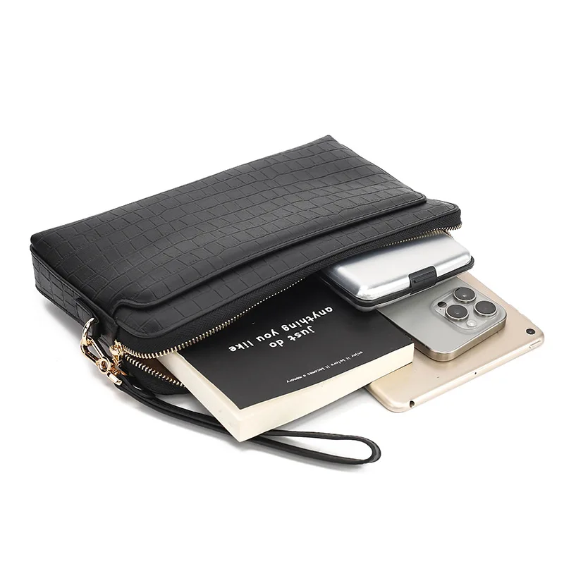 New high-end genuine leather men's bag business anti-theft password lock men's wallet crocodile pattern cowhide men's handbag. - view 4