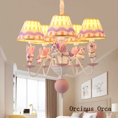 New color circus chandelier boys'and girls' bedroom children's room light cartoon creative LED pony Chandelier free shipping