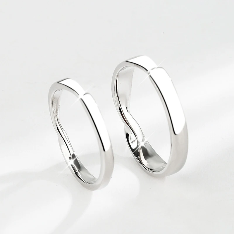 Original 925 Sterling Silver Lovers Mobius Ring Men Women Engagement Rings Wedding Set For Couple Fine jewelry Gift