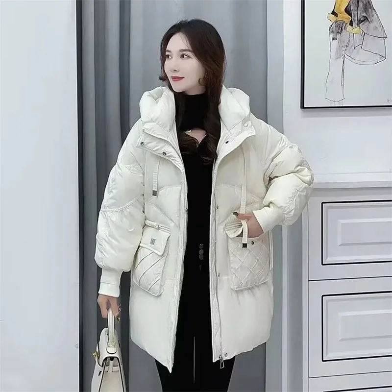 Veste d'hiver à capuche pour femme, Parkas en duvet de coton, ample, longue, décontractée, épaisse, chaude, imperméable, vêtements d'extérieur, nouvelle collection 2025