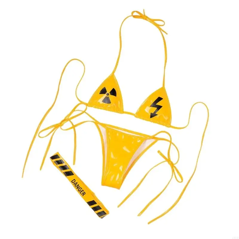 Fashionable Leather Swimsuits with Adjustable Ties For Women Two Piece Bathing Suit Water Resistant Swimwears for Beach
