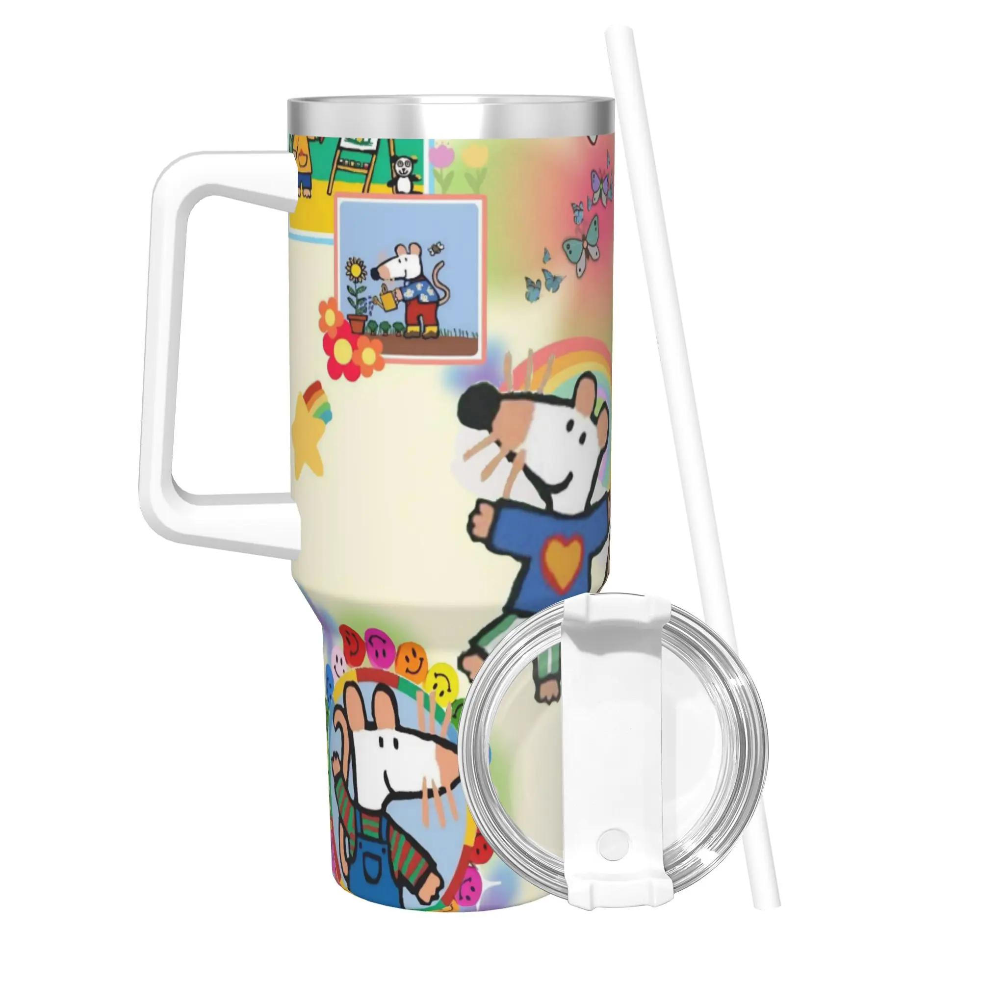 Maisy Mouse Tumbler 40oz Stainless Steel Double Wall Vacuum Insulated  Travel Mug With Straw
