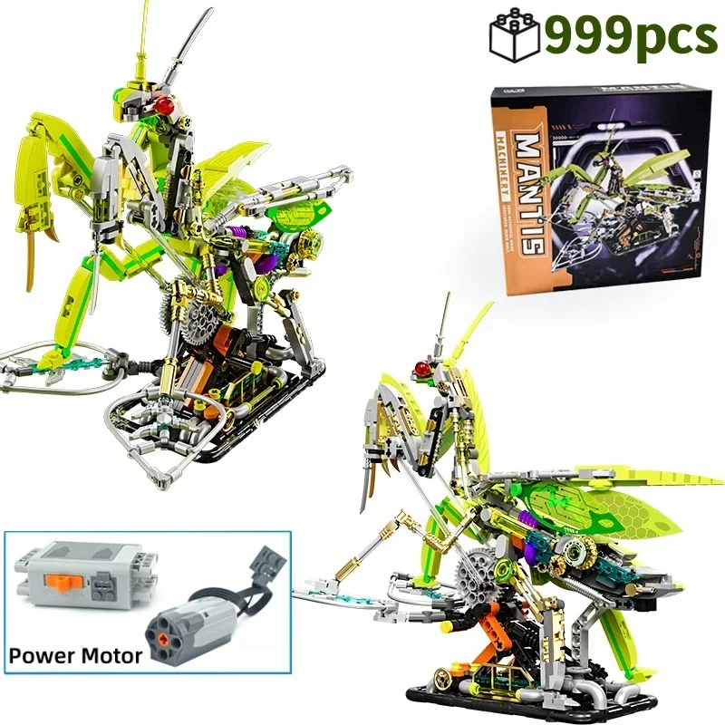 

MOC Mechanical Mantis Building Sets Animals Building Blocks Model With Display Stand And Power Motor Gift for Kids and Teen