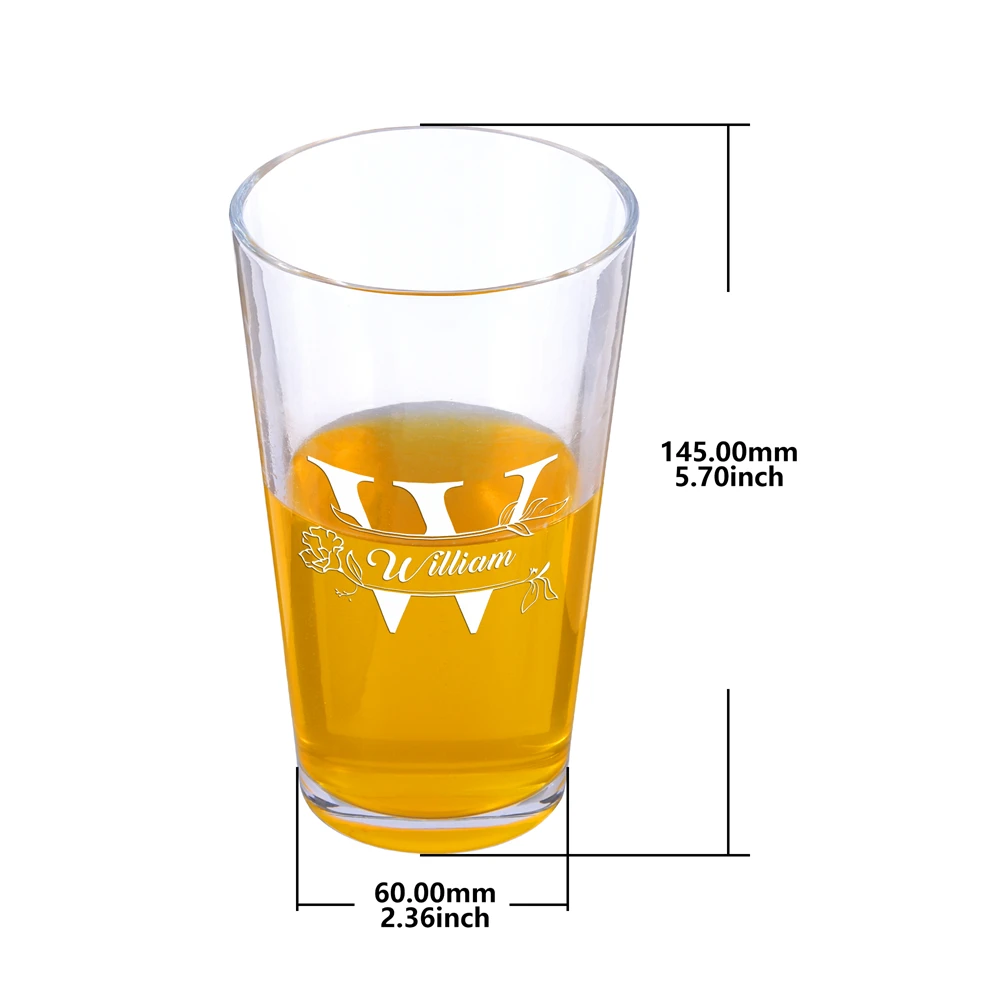 Personalized Beer Glass Gifts Custom Engraved Drinking Glasses Gift for Men Him Beer Lover Cup Groomsmen Wedding Monogram