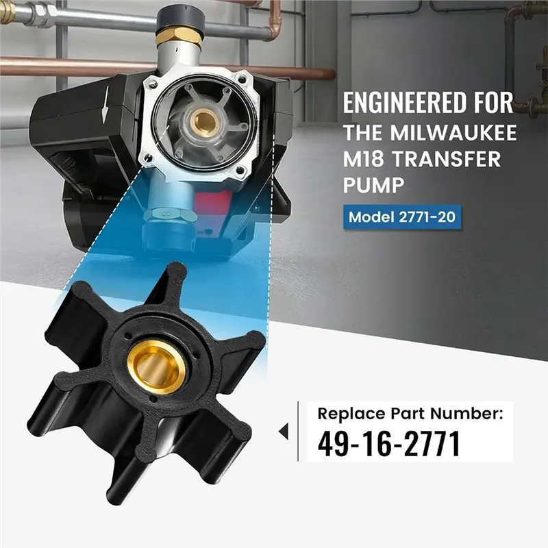 AB34-Replaces 49-16-2771 Transfer Pump Impeller& O-Ring Kit For - Solid Brass Hub Included, Grease Lubricant