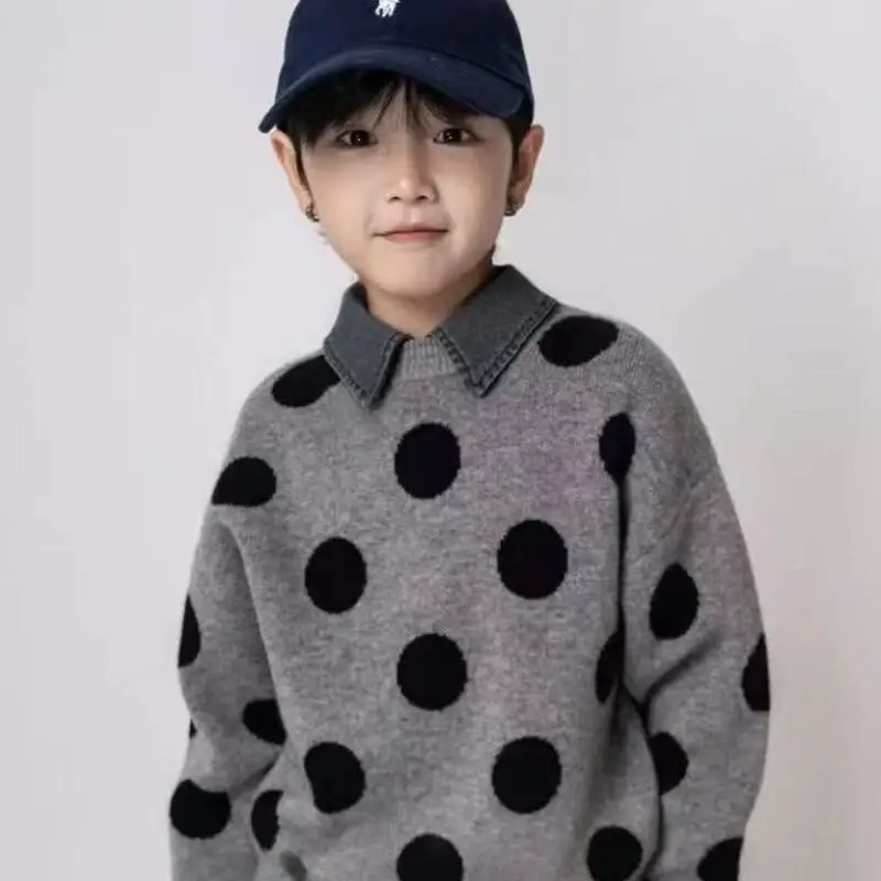 

Kawaii свитер для мальчиков, пуловер, утепленный повседневный тренд, топы с героями мультфильмов, модный новый стиль, студенческая корейская версия, новая детская одежда
