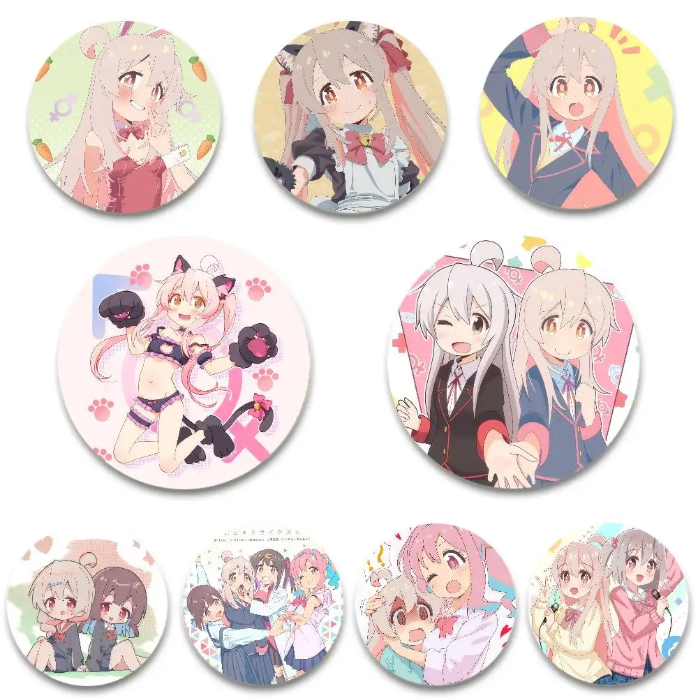 Kawaii Girls O-Onimai Anime Round Laser Badge Cartoon Brooch Clothes Backpack Accessories Lapel