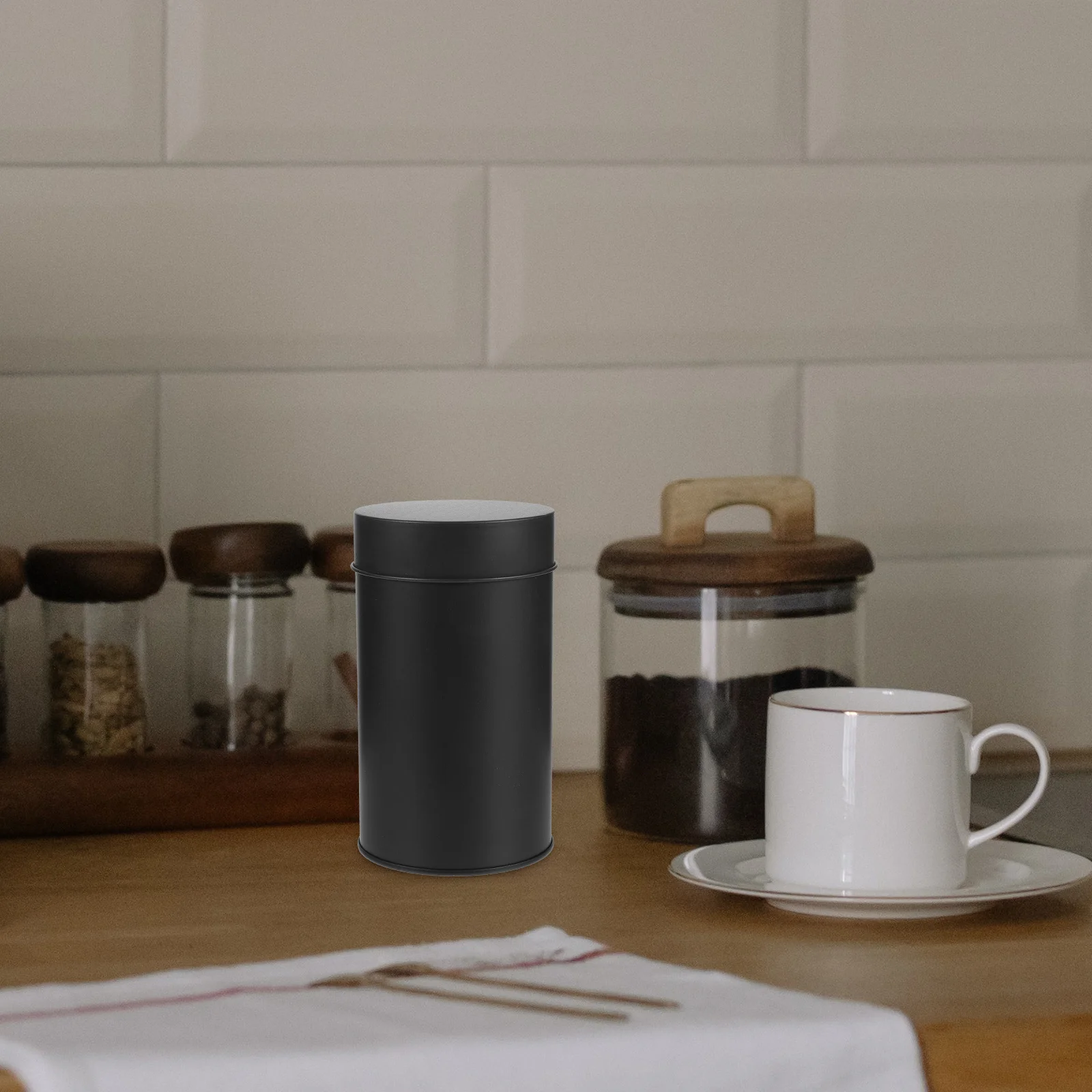 

1pcs Candy Jar Tea Tin Canister Airtight Food Storage Container For Kitchen Living Room Office Hotel Use