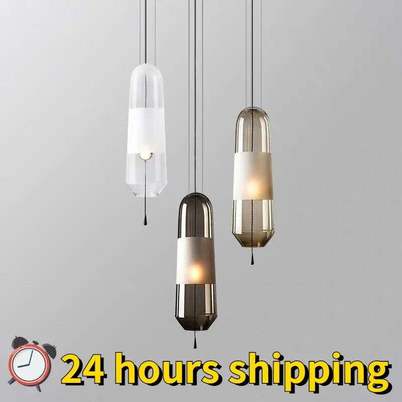 Restaurant Chandelier Lights Bedroom Bedside Living Dining Room Pendant Lamps Glass Decoration Nordic Hanging Kitchen Lighting